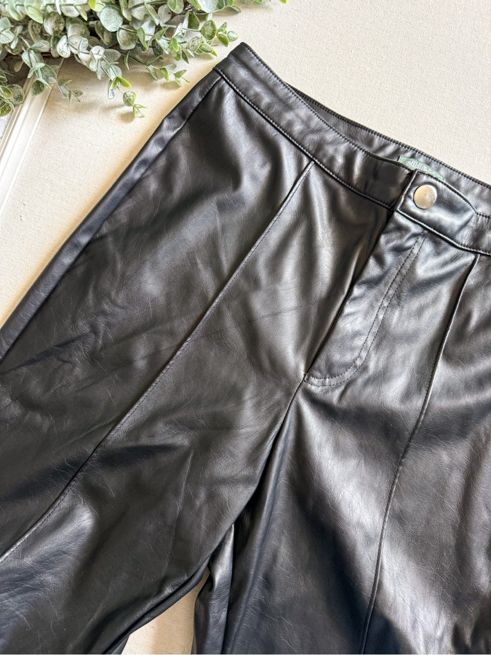 Wild Fable Black Faux Leather Pants Wide Leg High Rise Vegan Leather Size 6